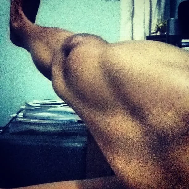 Close-up of a strong, trained quad